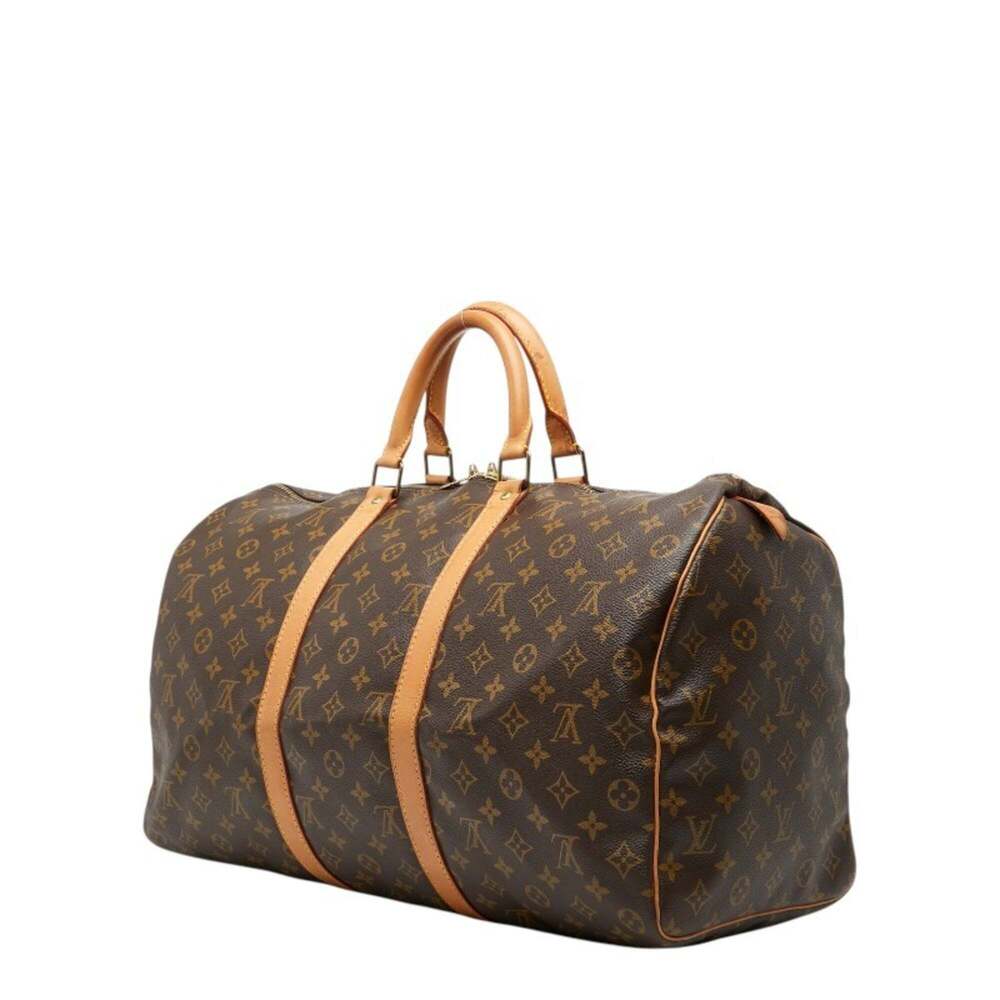 LOUIS VUITTON Brown Monogram Leather Keepall 45 Boston Bag - Picture 2 of 11